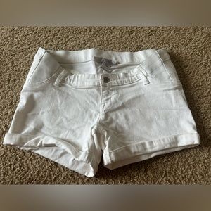 White maternity shorts